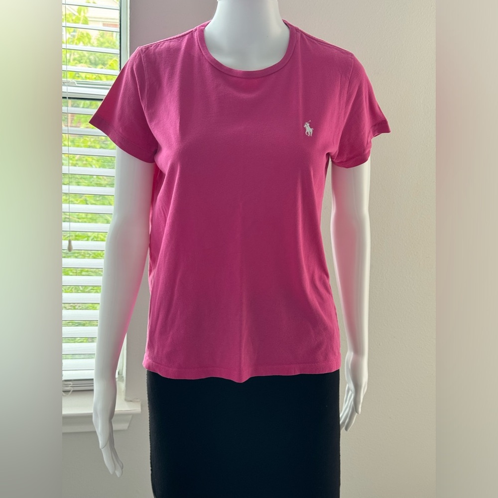 Polo Ralph Lauren Women's T-shirt size L pink color with a round neck. - Picture 7 of 13